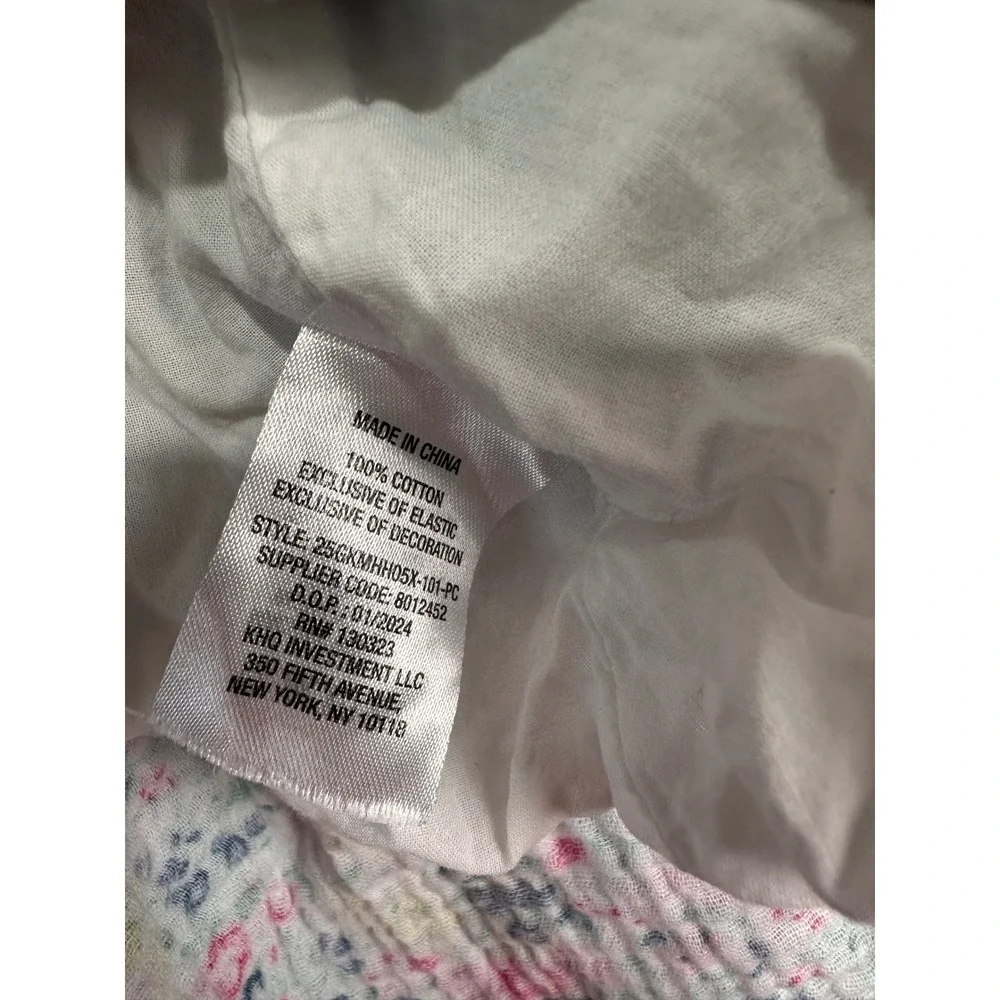 Gap Kids Floral Tiered Sun Dress XS 4/5 White Pink Gauze Smocked Back Girls